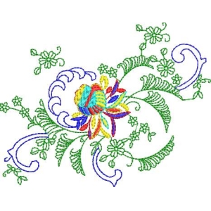 彩色花卉刺绣图案