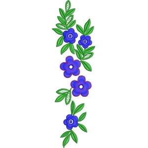 蓝色花朵刺绣图案