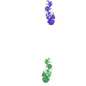 蓝色与绿色花卉刺绣图案