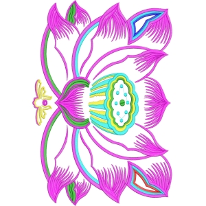 彩色莲花刺绣图案
