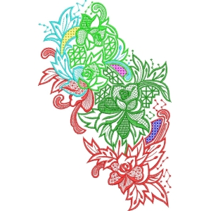 彩色花卉刺绣图案