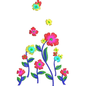 彩色花卉刺绣图案