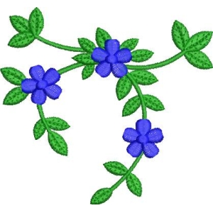 蓝色花朵藤蔓刺绣图案_zbw2343