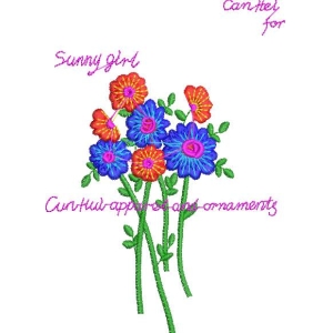 彩色花朵刺绣图案