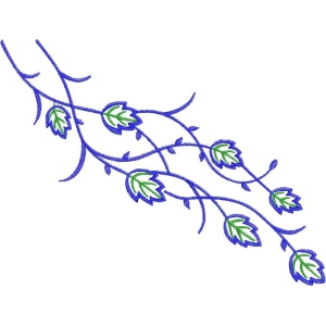蓝色藤蔓绣花图案