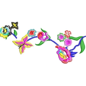 彩色刺绣花卉图案