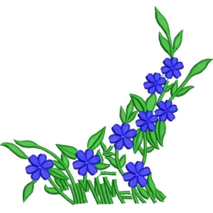 蓝色花朵刺绣图案