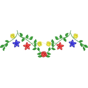 彩色花卉刺绣图案