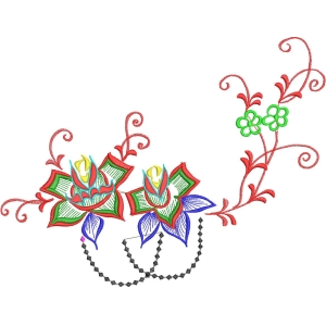 彩色刺绣花卉图案