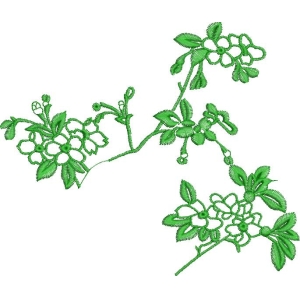 绿色刺绣花卉图案