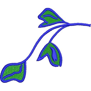 蓝色枝叶刺绣图案