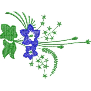 蓝色花朵刺绣图案