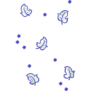 蓝色叶子与小花图案