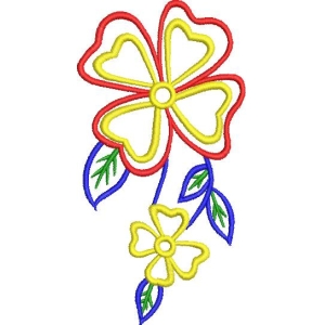 心形花朵刺绣图案