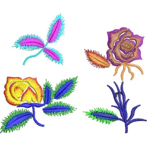 彩色刺绣花卉图案集合