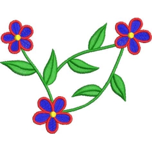 蓝色花朵刺绣图案