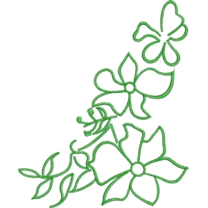 绿色刺绣花卉图案