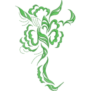 绿色刺绣花卉图案