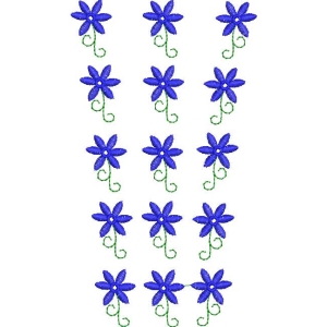 蓝色花朵刺绣图案