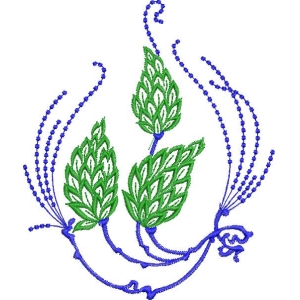 绿色植物刺绣图案