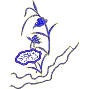 蓝色花卉刺绣图案