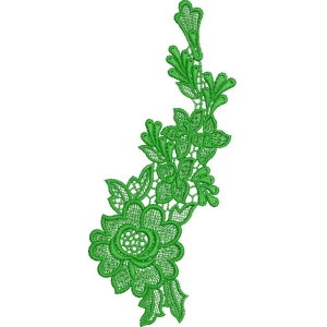 绿色刺绣花卉图案