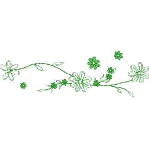 绿色刺绣花卉图案