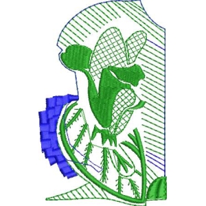 绿色植物刺绣设计图