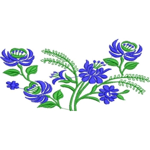 蓝色花卉刺绣图案