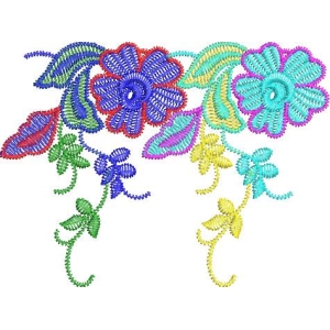 彩色刺绣花卉图案