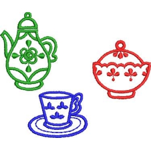 茶具图案刺绣设计