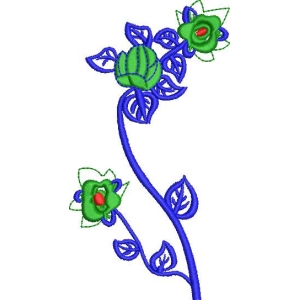 蓝色茎干上的绿色花朵图案
