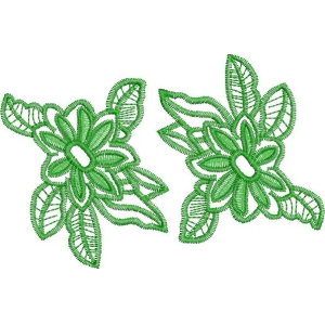 绿色刺绣花卉图案