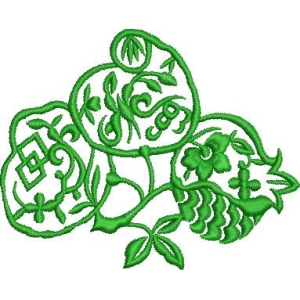 绿色植物刺绣图案