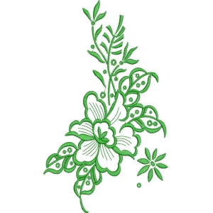 绿色植物刺绣图案