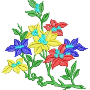 彩色花卉刺绣图案