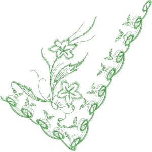 绿色植物刺绣图案