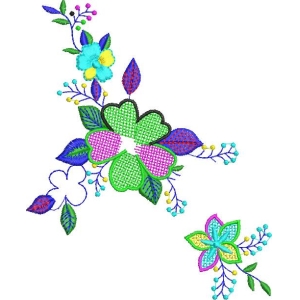 彩色花卉刺绣图案