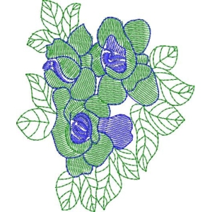 绿色花朵刺绣图案