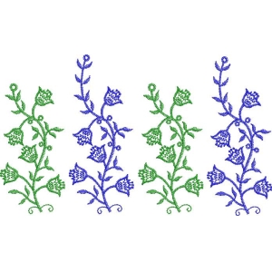 四组彩色刺绣植物图案