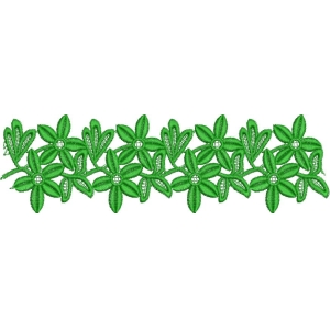 绿色花卉刺绣边饰图案
