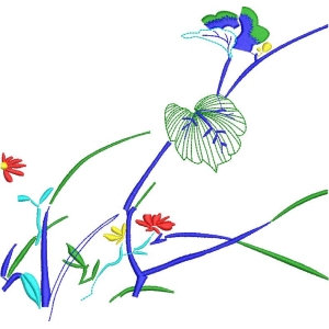 彩色植物刺绣设计图