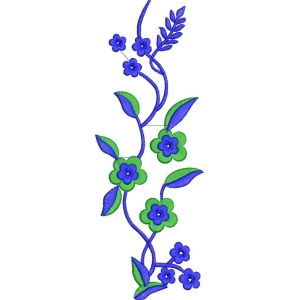 蓝色花卉刺绣图案