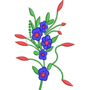 蓝色花朵刺绣图案