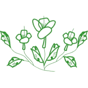 绿色花卉刺绣图案