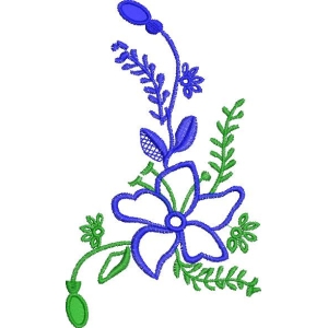 蓝色花卉刺绣图案
