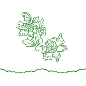绿色刺绣花卉图案