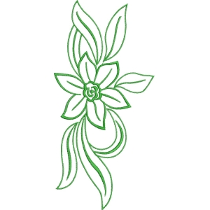 绿色刺绣花卉图案