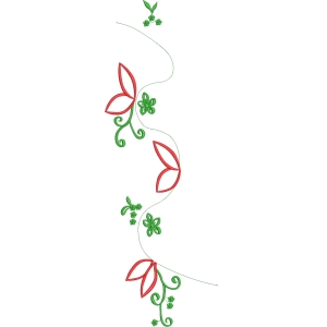 红色花朵与绿色藤蔓装饰图案
