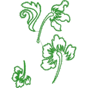 绿色植物刺绣图案